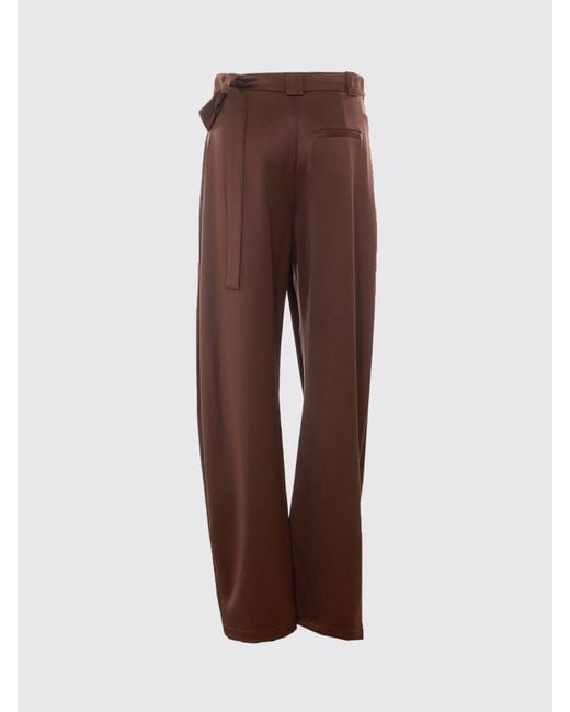 Pinko Brown Wide Leg Satin Wrap Trousers With Mid-Rise Waist