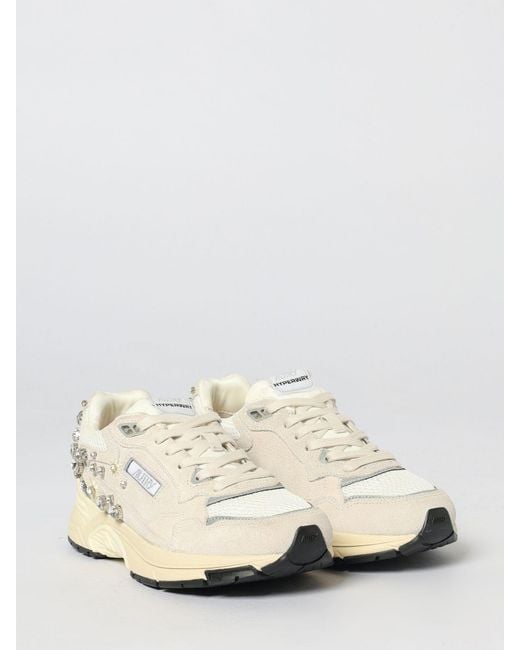 Autry Natural Hyperway Suede And Mesh Sneakers With Rhinestones