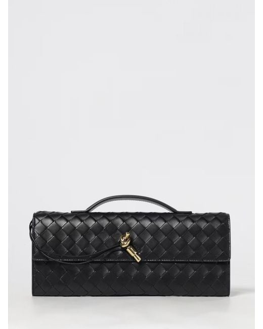 Bottega Veneta Black Andiamo Woven Leather Clutch