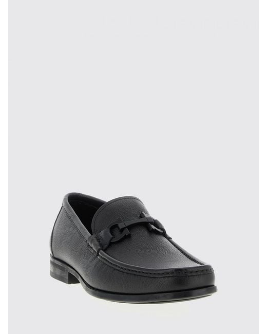 Ferragamo White Gancini Grained Leather Loafer for men