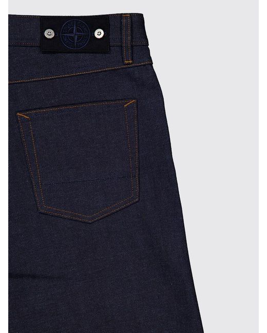 Stone Island Blue Regular Fit 5-Pocket Denim Jeans With Compass Logo for men
