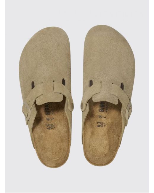 Birkenstock White Boston Suede Mules for men