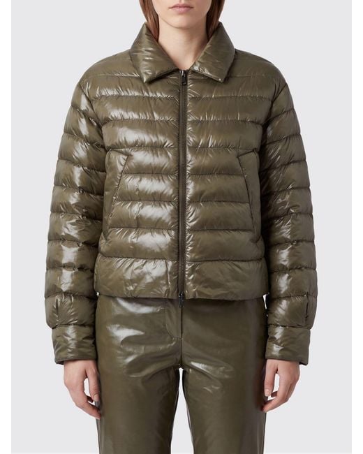 Herno Green Quilted Ultra-Light Nylon Short Down Jacket With Classic Collar