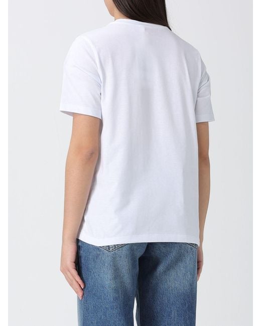 Fiorucci White Striped Cotton T-Shirt With Logo