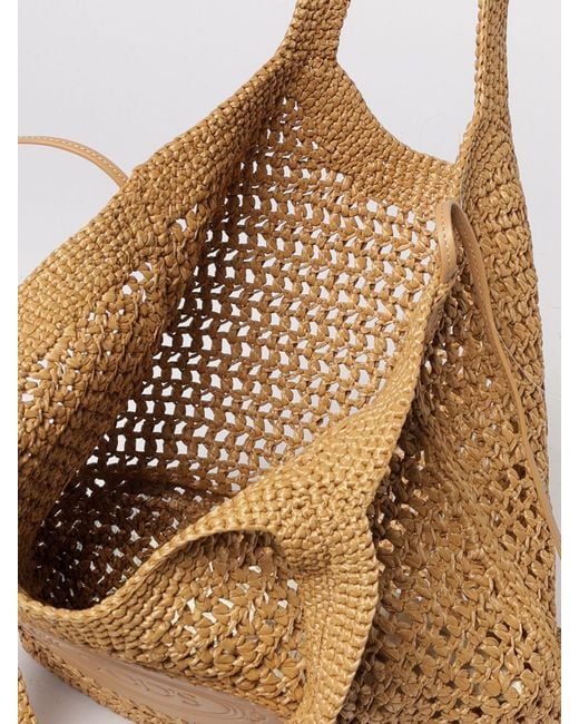 Tod's Natural Crochet Raffia Shopping Bag