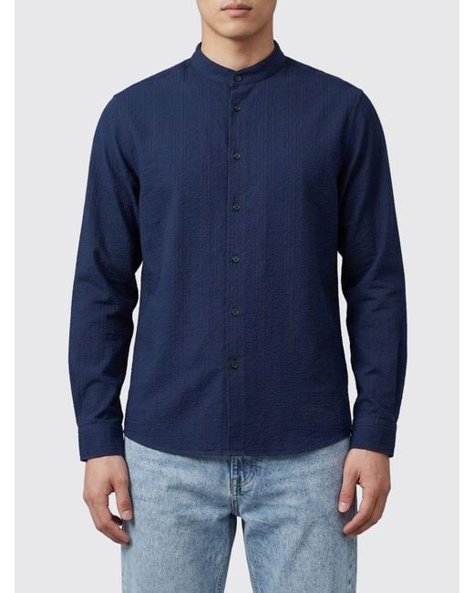 Brunello Cucinelli Blue Cotton Shirt for men