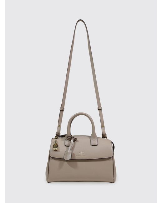 ARMANI EXCHANGE Gray Handheld Faux Leather Boston Bag