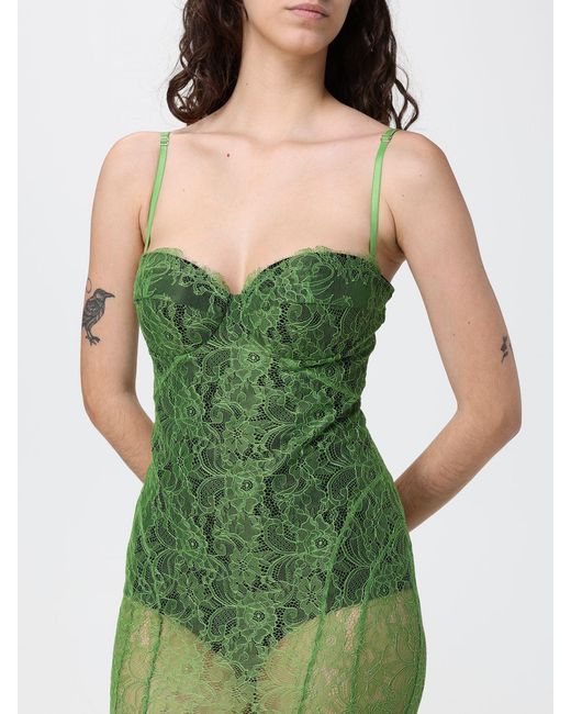 Elisabetta Franchi Green Lace Slip Dress