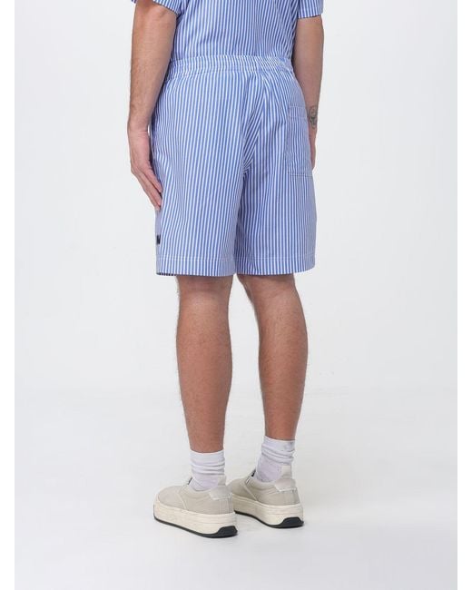 MSGM Blue Striped Cotton Jogging Shorts for men