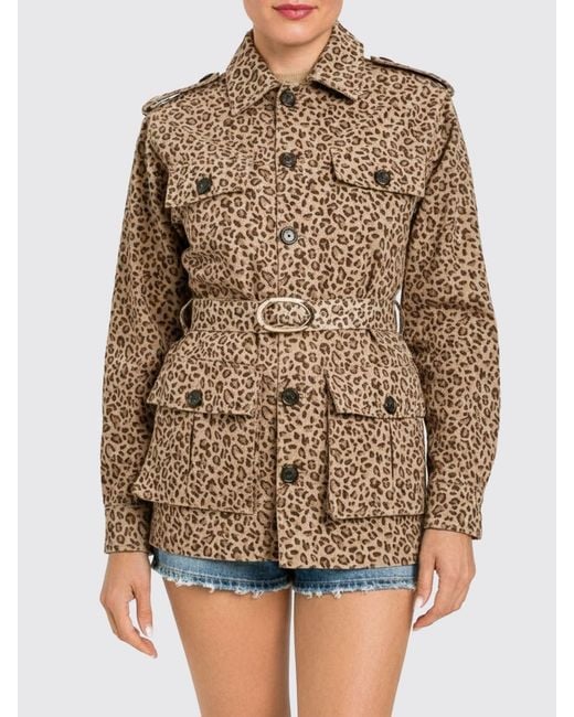 Twinset Brown Animal Print Cotton Safari Jacket