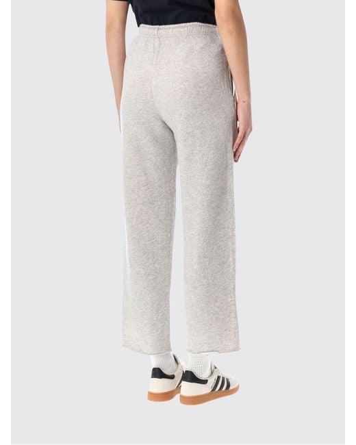 American Vintage Gray High-Waisted Cotton Jogging Trousers With Drawstring