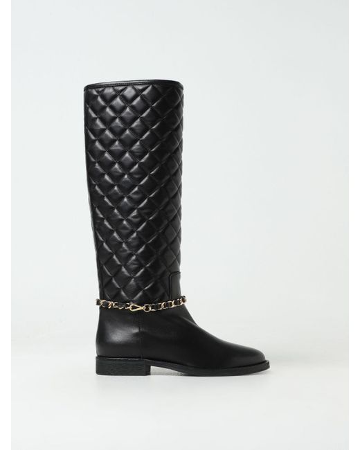 Via Roma 15 Black Quilted Leather Boots