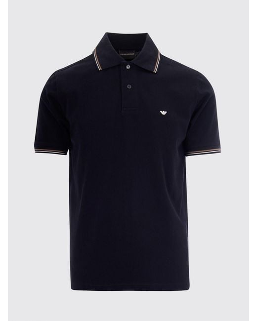 Emporio Armani Blue Cotton Polo Shirt With Logo for men