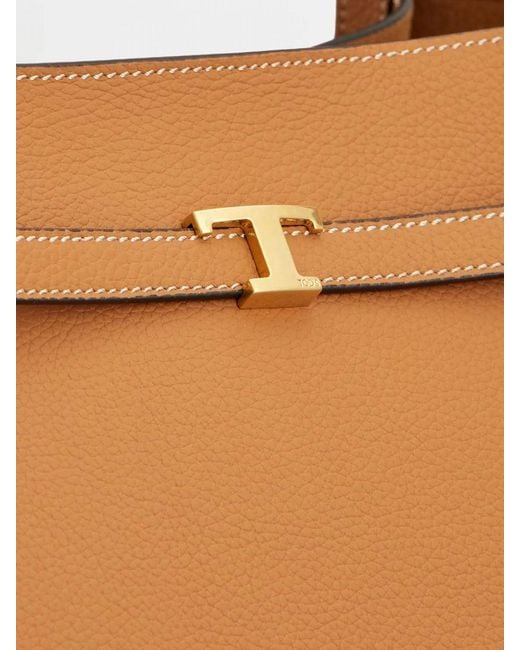 Tod's Brown Medium Grained Leather Shopping Bag