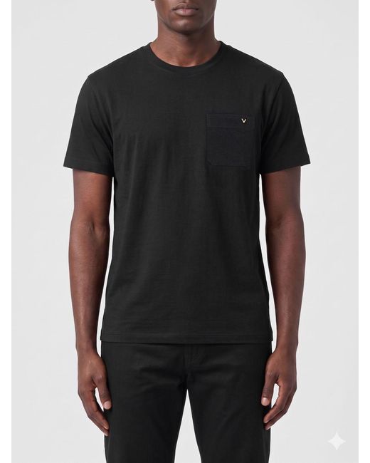 Valentino Garavani Black Cotton T-Shirt With Vlogo for men