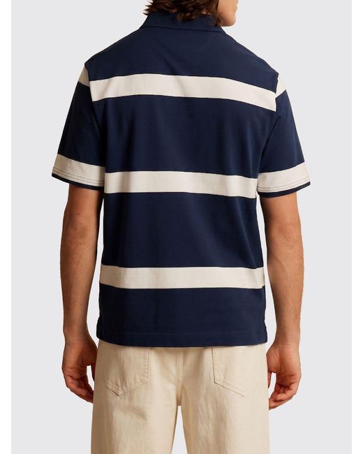 La Martina Blue Striped Cotton Polo Shirt for men