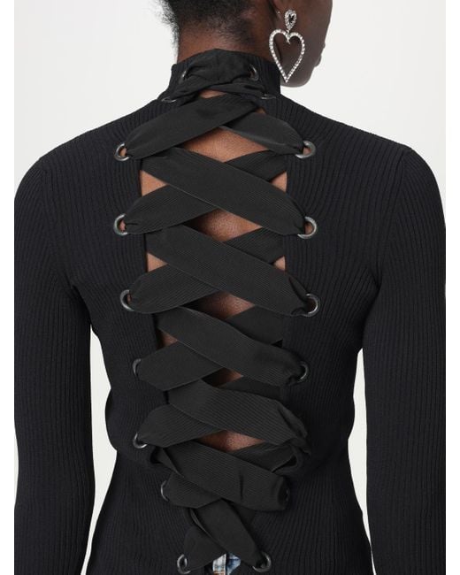 Balenciaga Blue Ribknit Mock Neck Sweater
