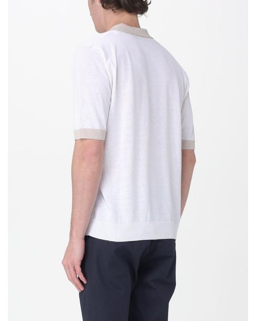Eleventy White Linen And Cotton Polo Shirt for men