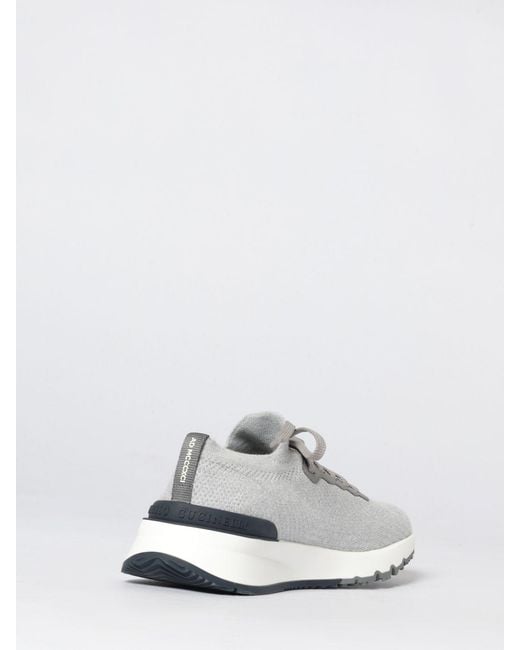 Brunello Cucinelli White Crochet Cotton Sneakers for men