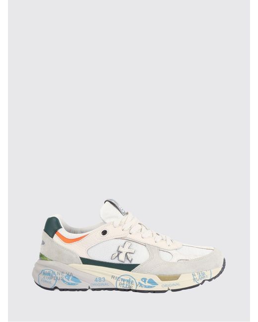Premiata White Mase Suede And Mesh Sneakers for men