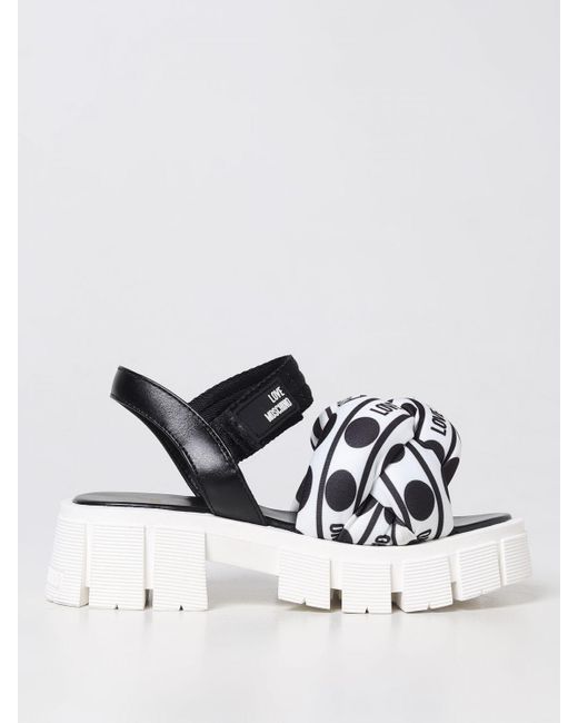 Love Moschino White Flat Sandals