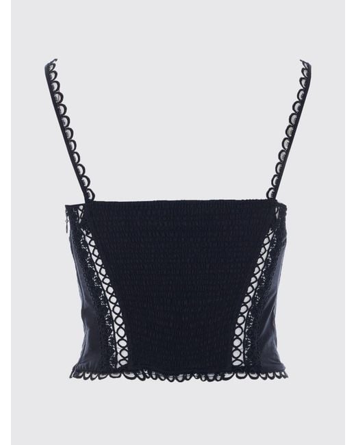 Charo Ruiz Blue Ibiza Embroidered Cotton Blend Slim Fit Off-The-Shoulder Corset Top
