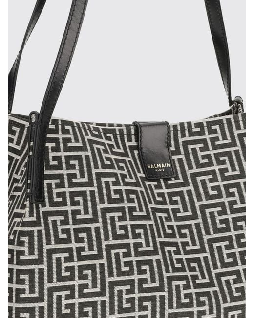 Balmain White Release Jacquard And Calfskin Bag