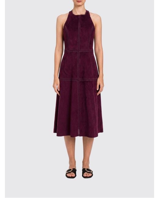 Twinset Purple Faux Suede Midi Dress