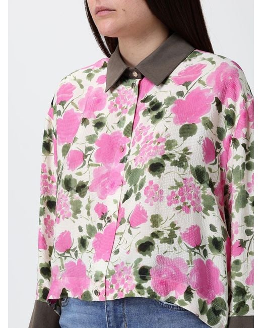 Liu Jo Blue Viscose Shirt With Floral Print By