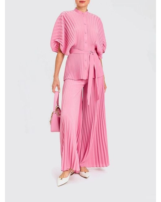 Twinset Pink Pleated Crêpe Trousers