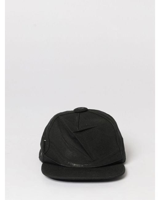 Maison Margiela Black Crinkled Cotton Twill Hat With Smoky Glitter for men