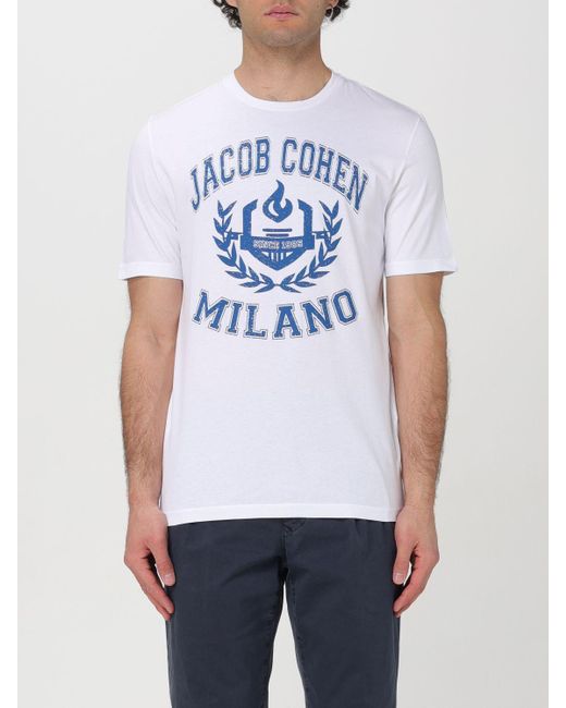 T-shirt in cotone con logo di Jacob Cohen in White da Uomo