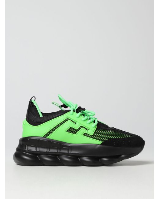 Versace Green The Chain Reaction Sneakers In Mesh And Leather for men