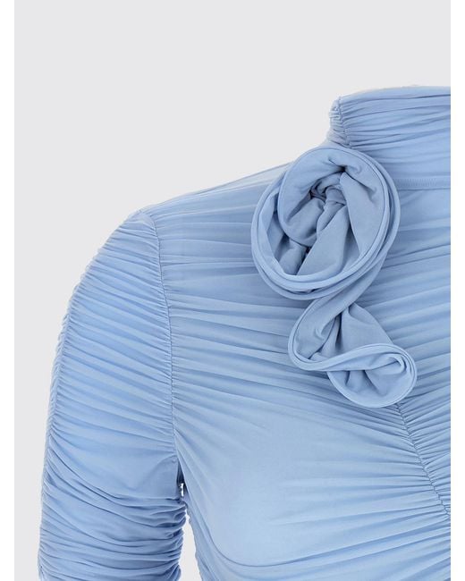 Magda Butrym Blue Pleated Top With Flowers