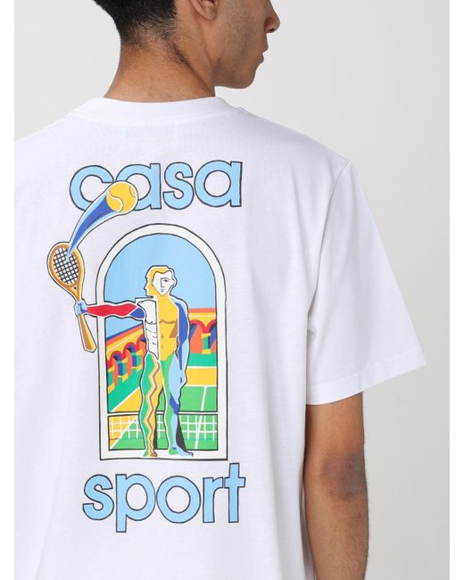 T-shirt in cotone organico con stampa di Casablancabrand in White da Uomo