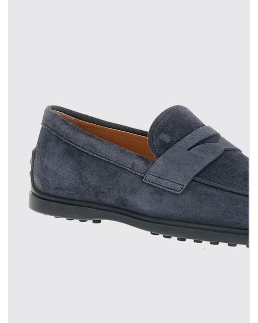 Tod's Blue Suede Penny Loafers With T Timeless Logo for men