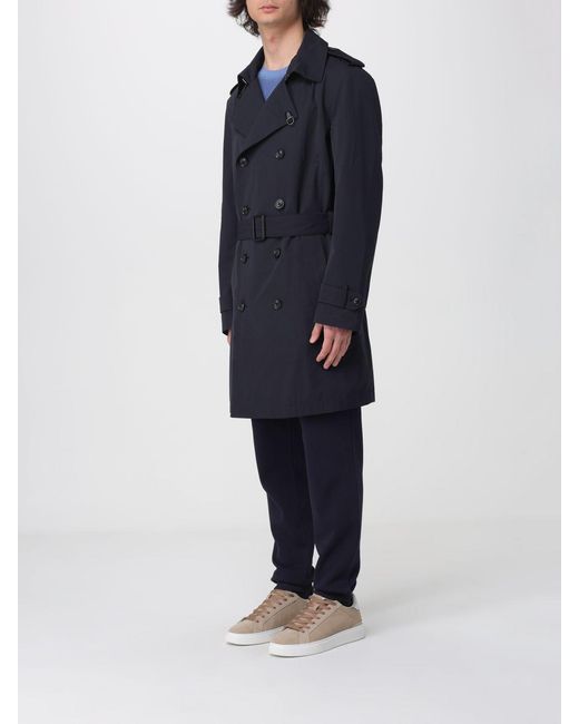 Fay Blue Double-Breasted Cotton Blend Trench Coat for men
