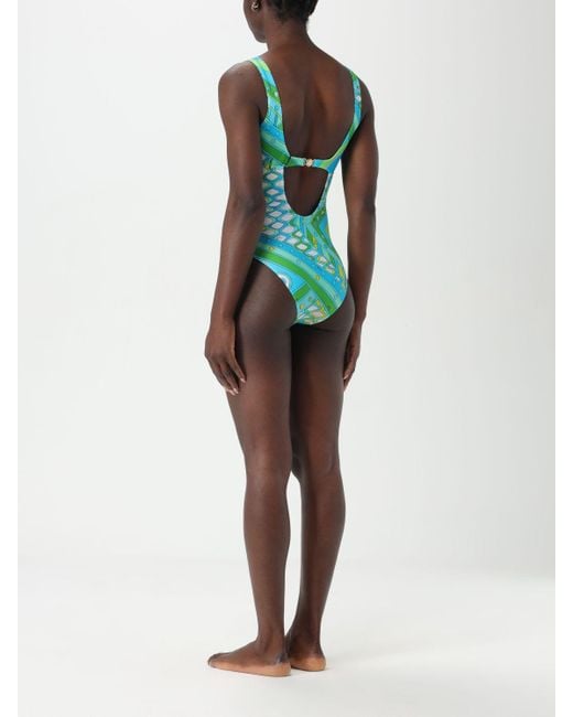 Emilio Pucci Green Printed Cutout Swimsuit