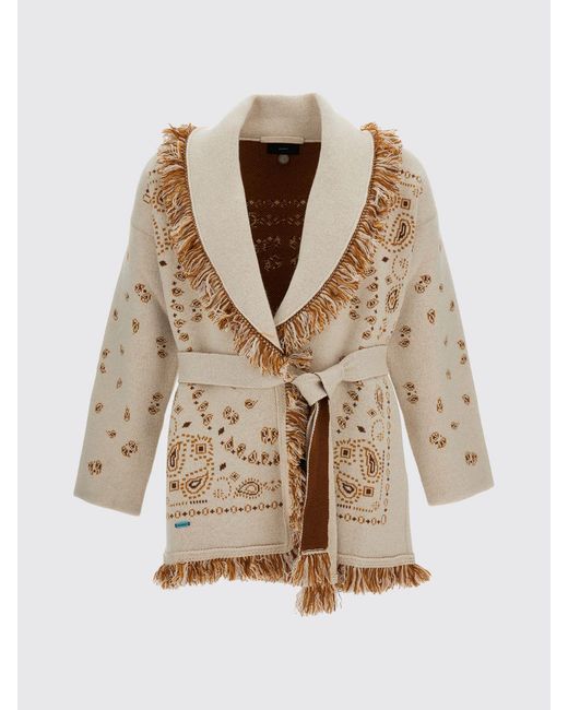 Alanui Natural Robe-Cardigan Aus Kaschmir Mit Bandana-Muster Und Fransen