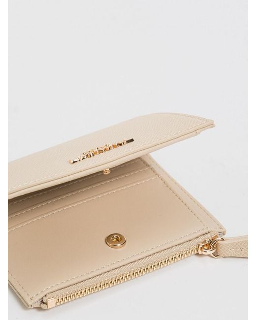 Twinset Natural Polyurethane Bifold Wallet With Metal Logo And Snap Closure