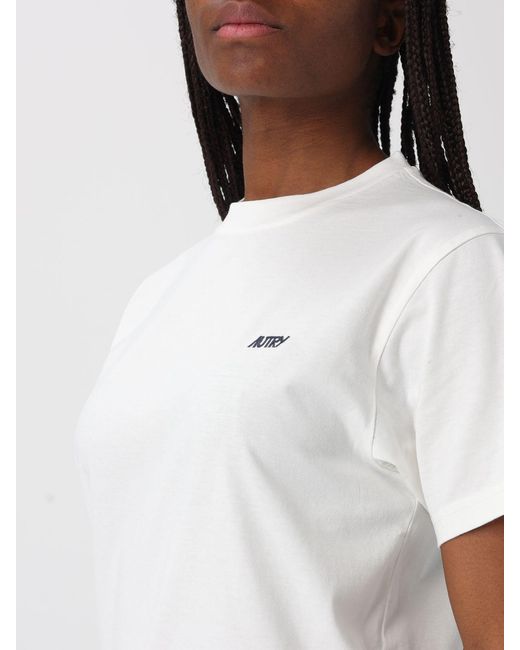 Autry White Basic Cotton T-Shirt With Logo