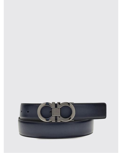 Ferragamo White Gancini Reversible Leather Belt for men
