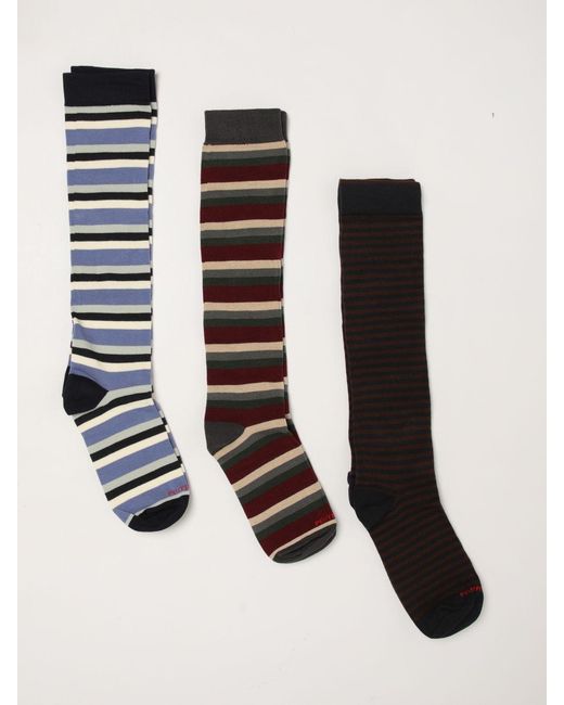 Peuterey Black Striped Pure Cotton Socks for men