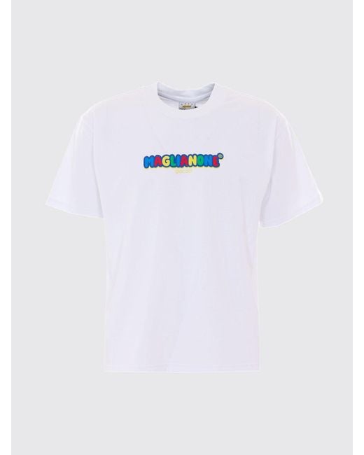 Magliano White Relaxed Fit Cotton Crew-Neck T-Shirt With Contrasting Logo for men