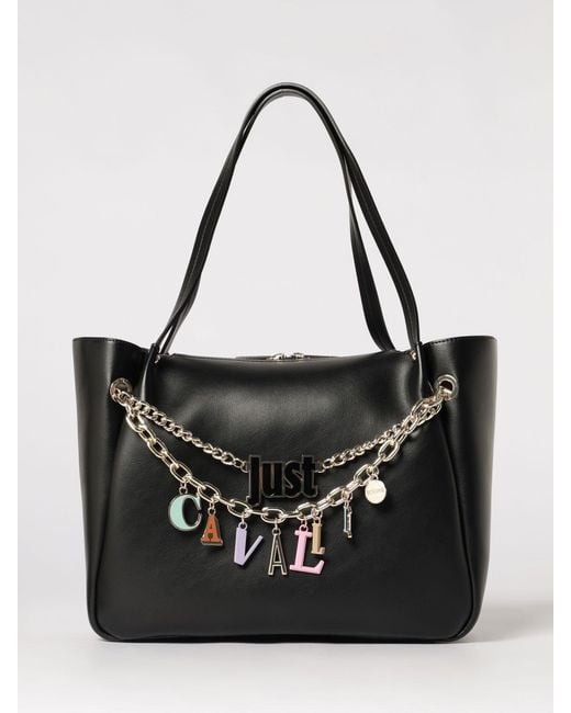 Just Cavalli Black Faux Leather Shoulder Bag