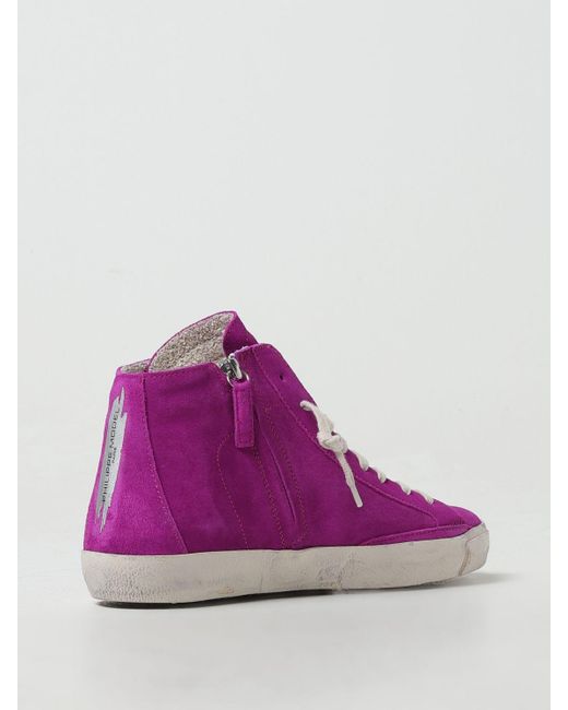Sneakers in pelle con zip di Philippe Model in Purple