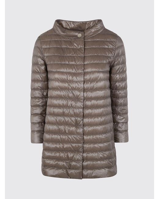 Herno Brown Rossella Ultra-Light Nylon Short Down Jacket With Mandarin Collar