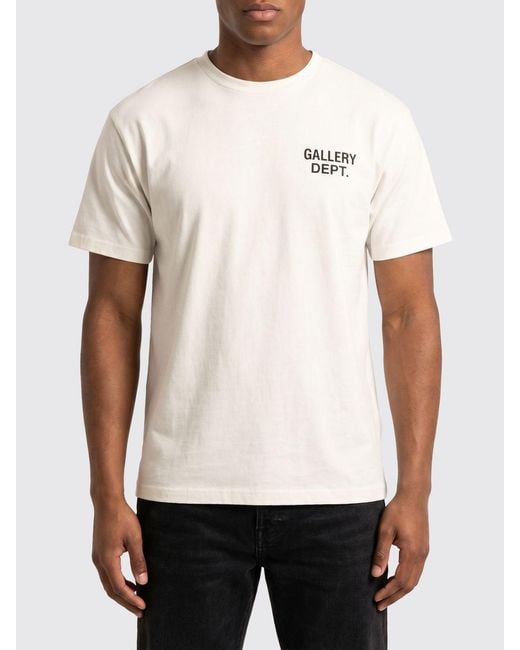 GALLERY DEPT. White Slim Fit Logo Print Dropped-Shoulder Cotton T-Shirt for men