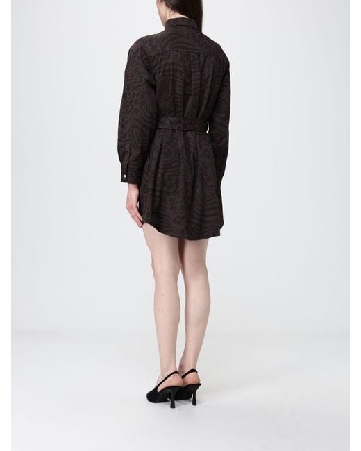 Pinko Black Printed Stretch Cotton Chemisier Dress