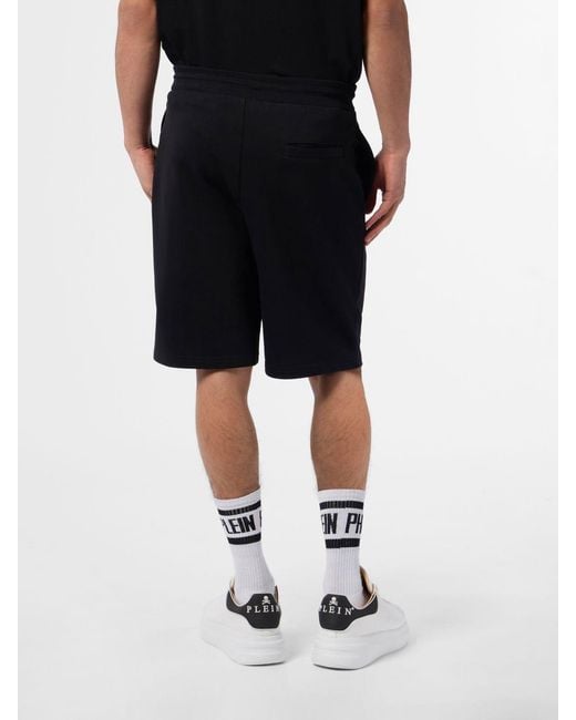 Philipp Plein Black Cotton Jogging Shorts for men